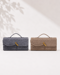 Aurora Genuine Leather Woven Clutch Bag
