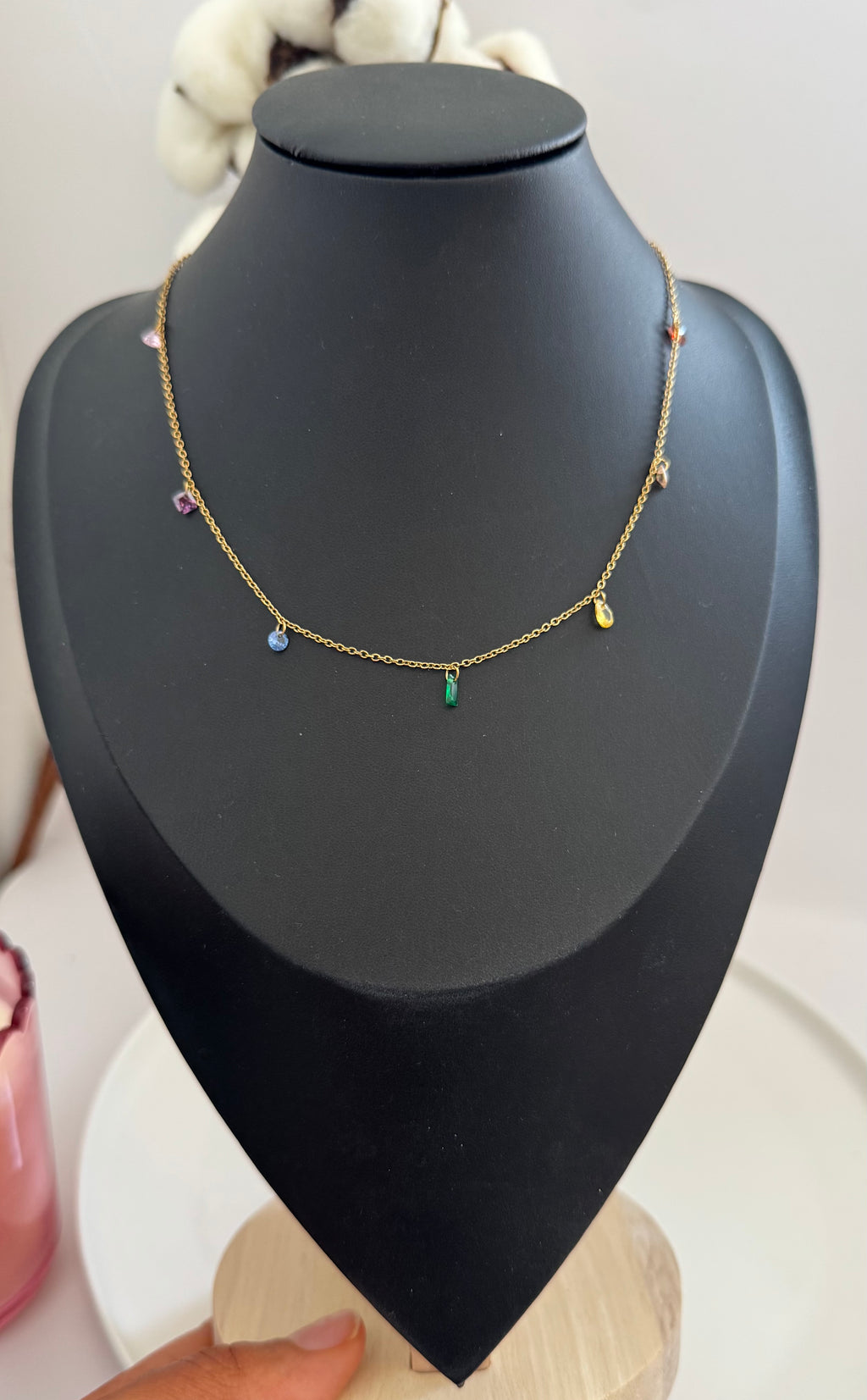Stainless Steel Dainty Crystals Necklace
