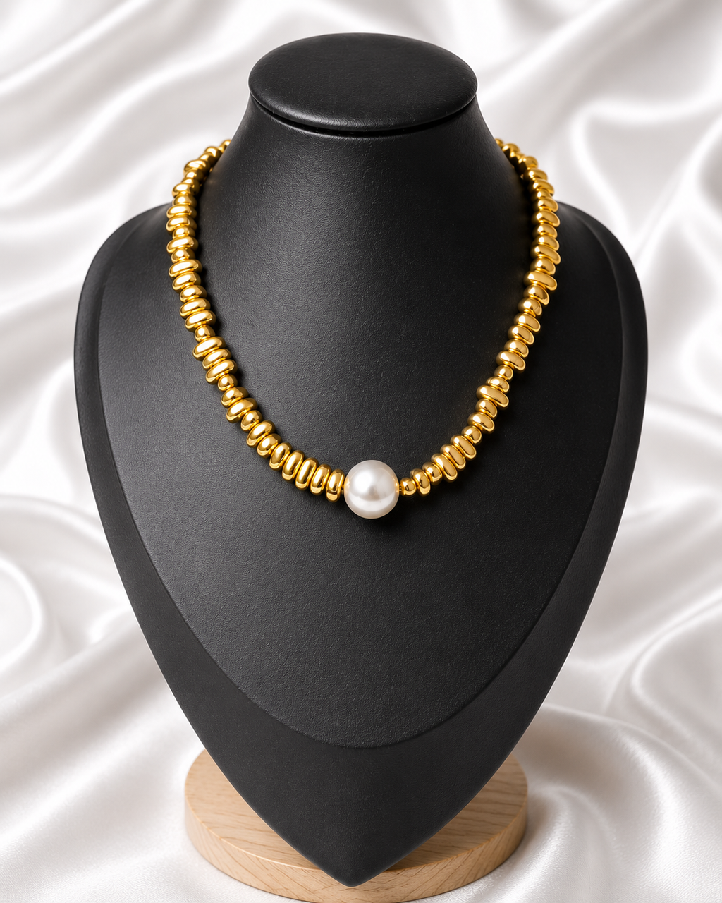 Luna Pearl Nugget Beads Necklace – 18K PVD Gold Plated Stainless Steel