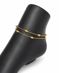 Gold Plated Stainless Steel Bead Anklet Set
