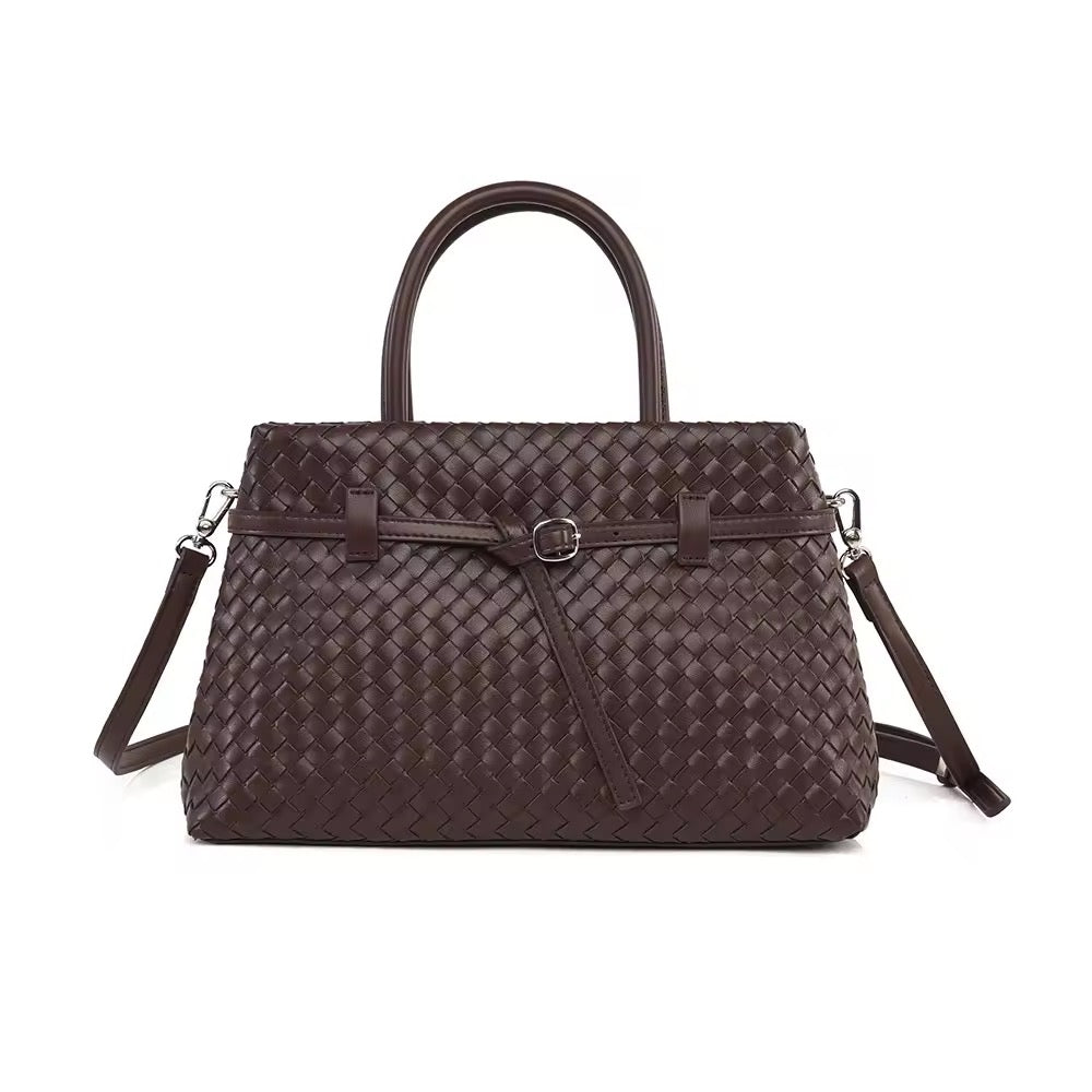 Harper Faux Suede Woven Tote Bag