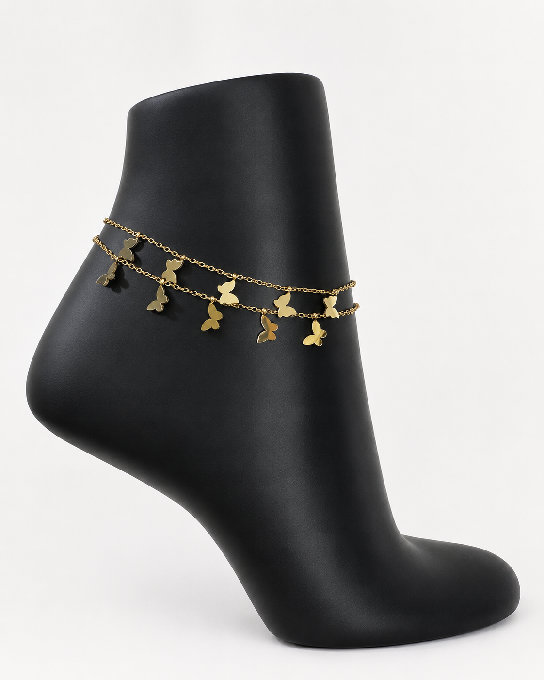 Set of Two Stainless Steel Butterfly Anklets