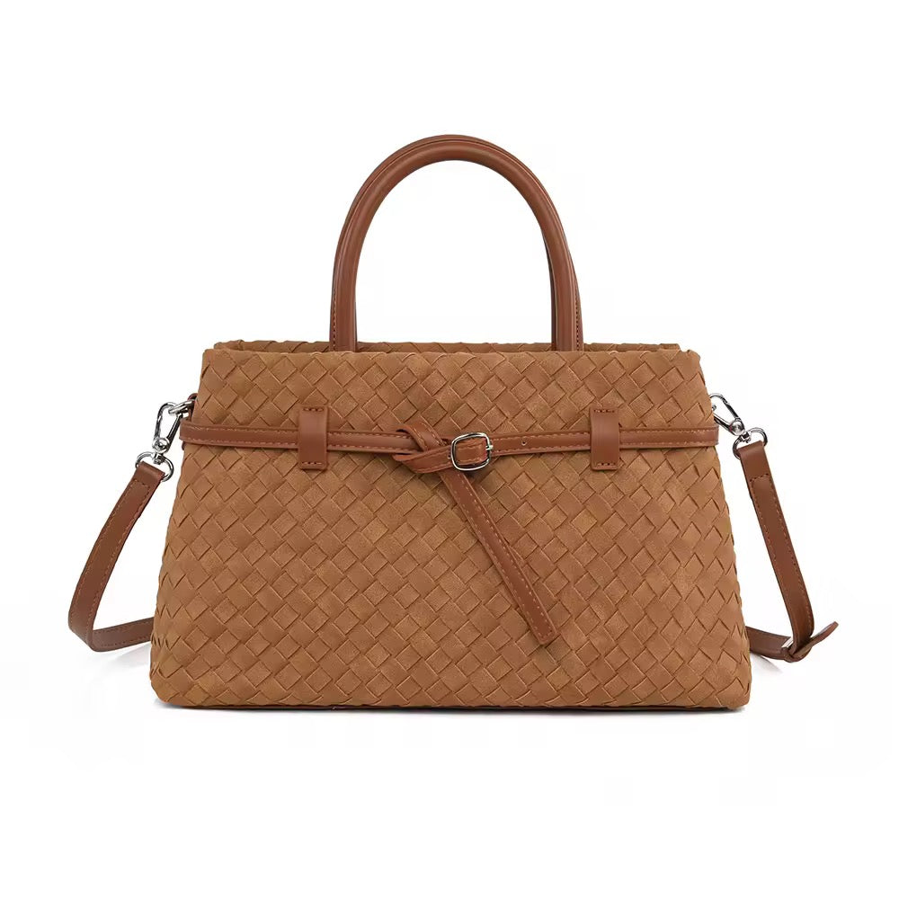Harper Faux Suede Woven Tote Bag