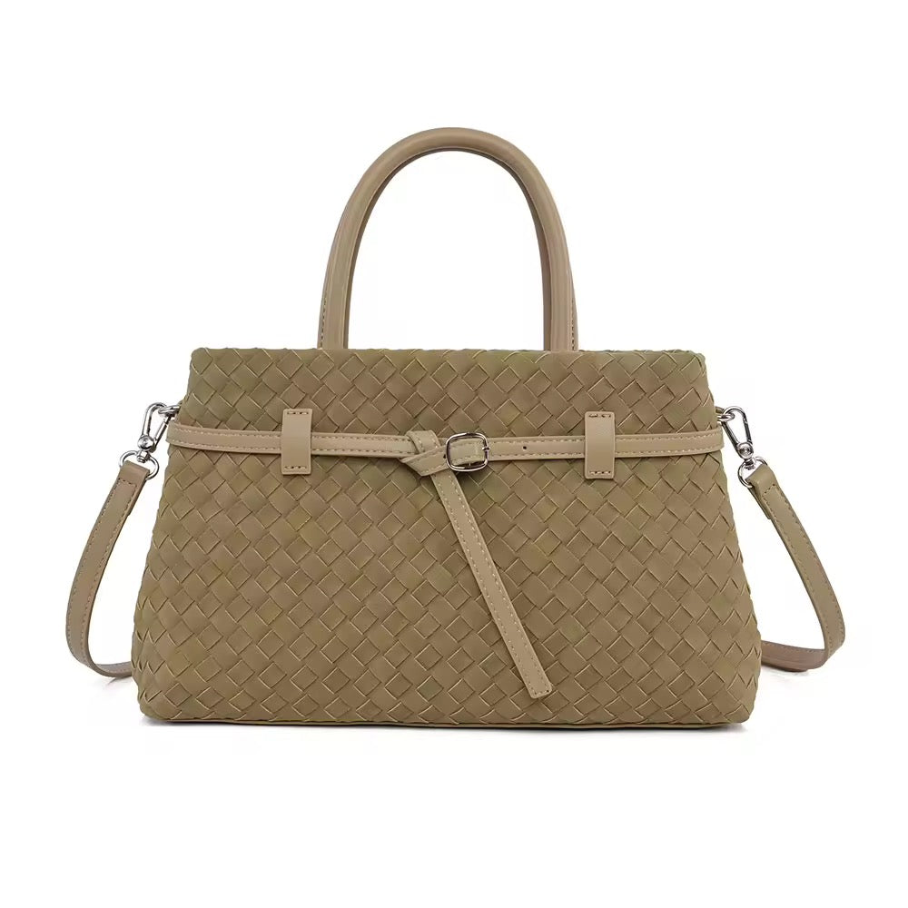 Harper Faux Suede Woven Tote Bag