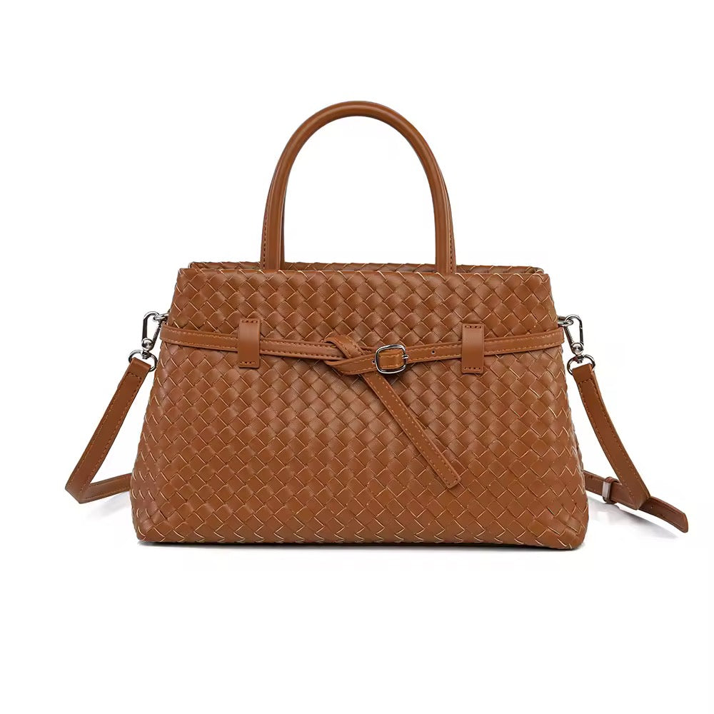 Harper Faux Suede Woven Tote Bag