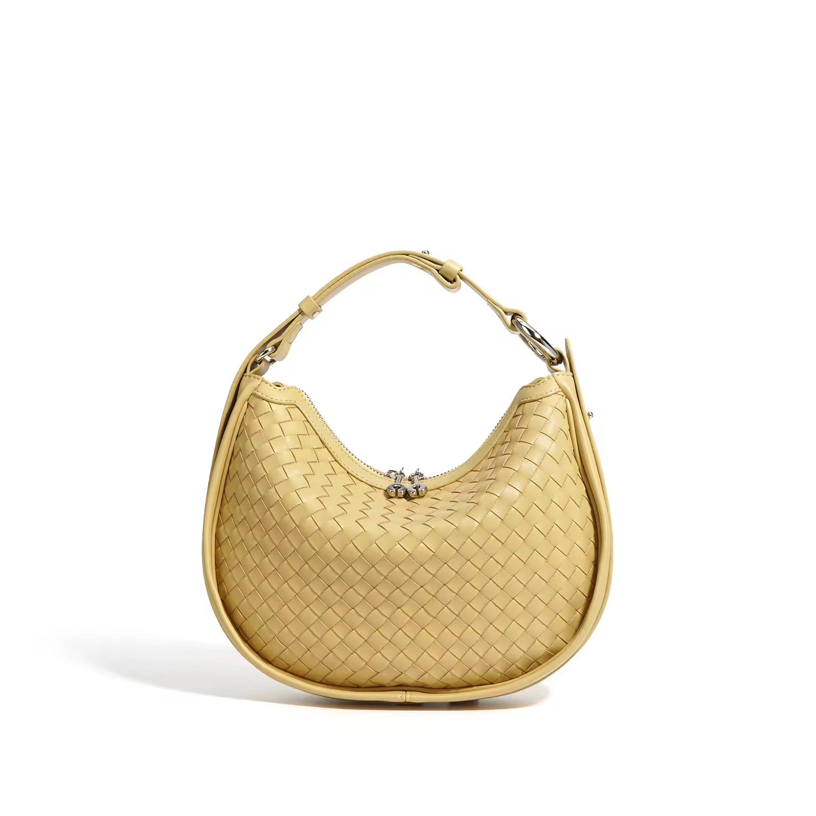 Luna Genuine Leather Woven Crescent Shoulder Bag