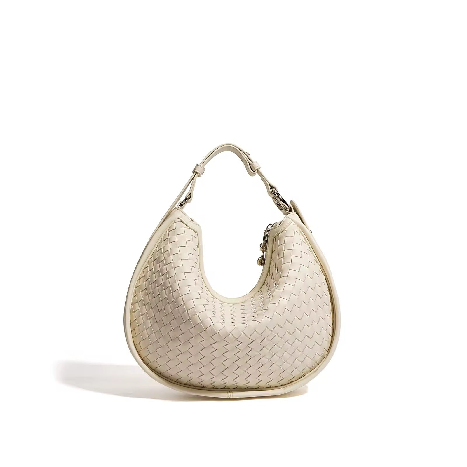 Luna Genuine Leather Woven Crescent Shoulder Bag