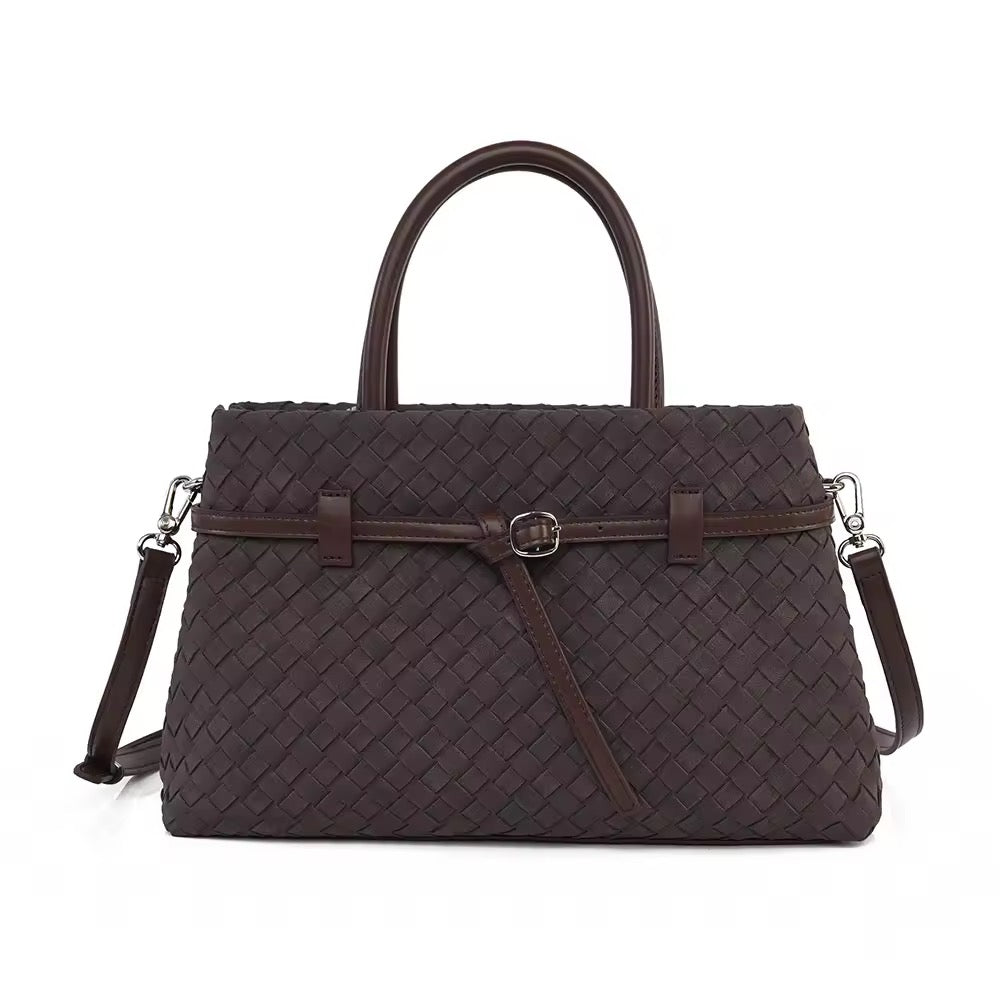 Harper Faux Suede Woven Tote Bag