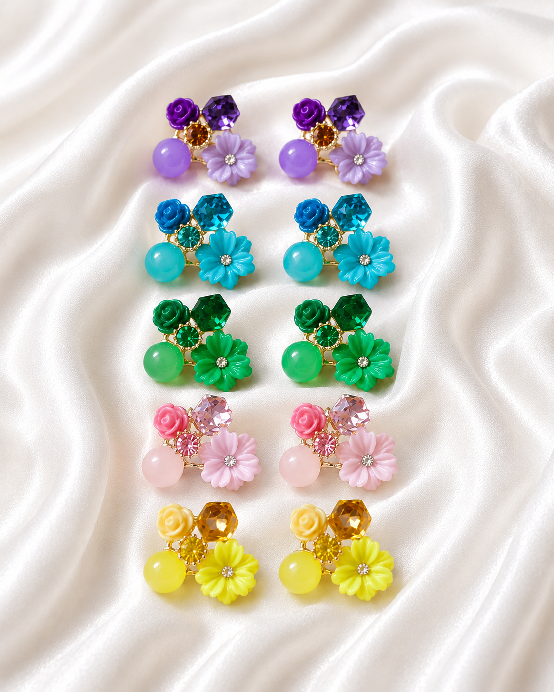 Crystal Flower Stud Earrings
