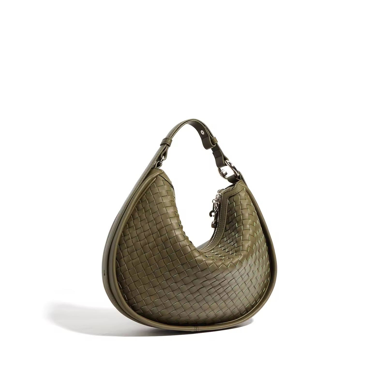 Luna Genuine Leather Woven Crescent Shoulder Bag