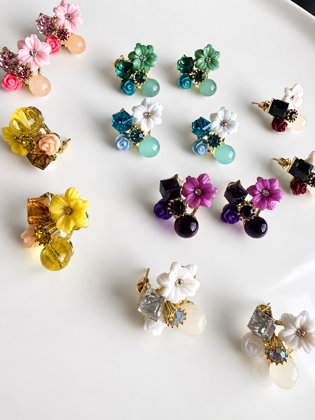 Crystal Flower Stud Earrings