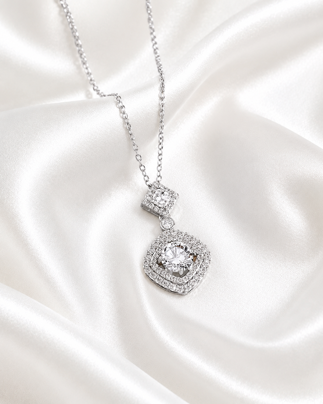 Fashion Geometric CZ Pendant Necklace