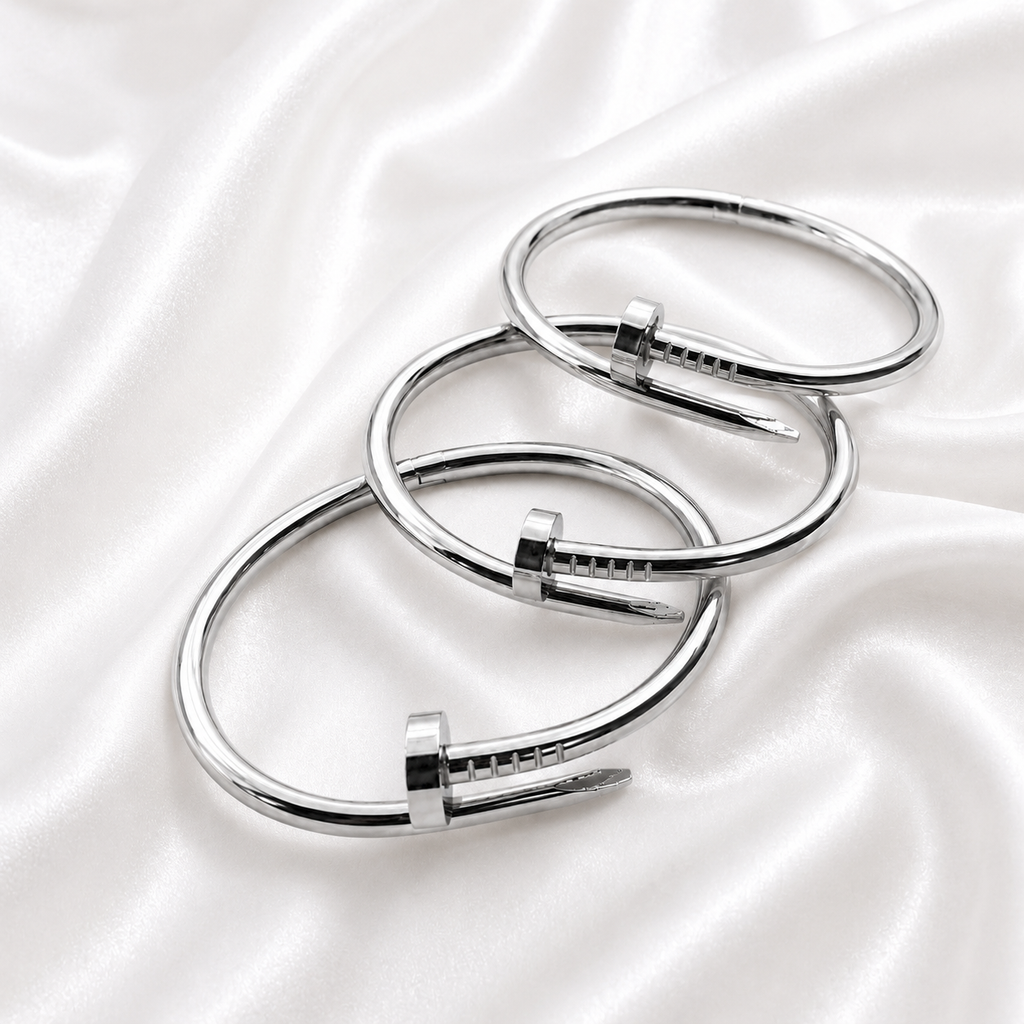 Silver Nail-Shaped Bangle | Stainless Steel