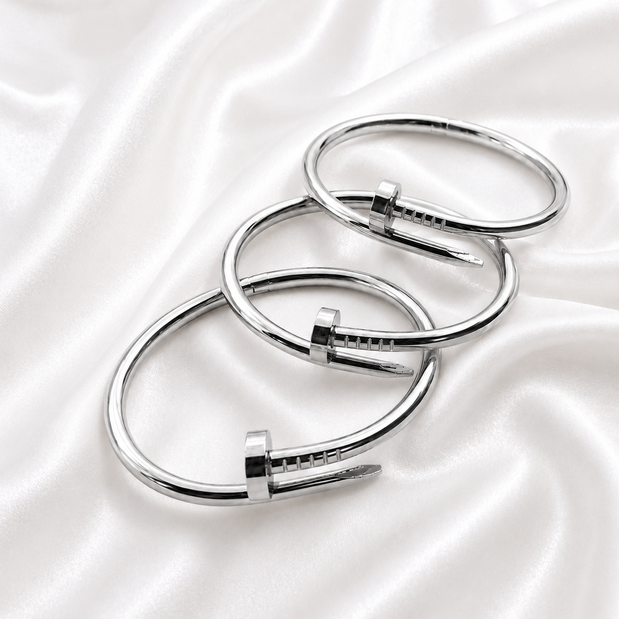 Silver Nail-Shaped Bangle | Stainless Steel