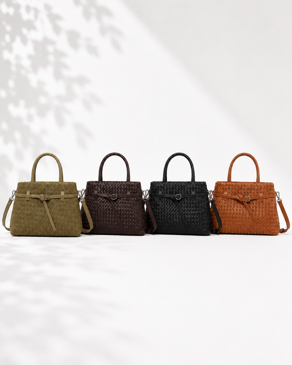 Harper Faux Suede Woven Tote Bag
