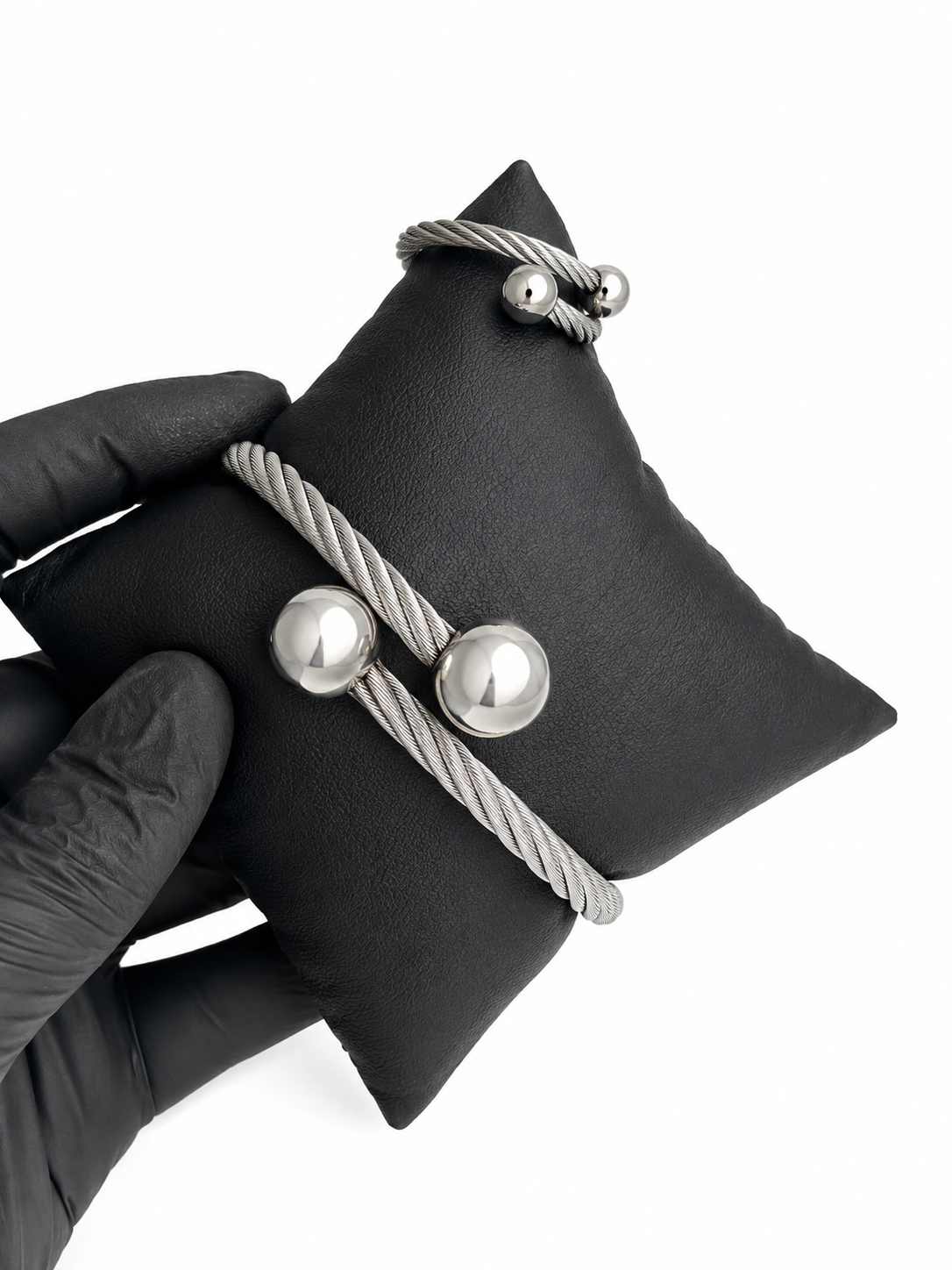 Stainless Steel Cable Cuff Bracelet &amp; Ring Set