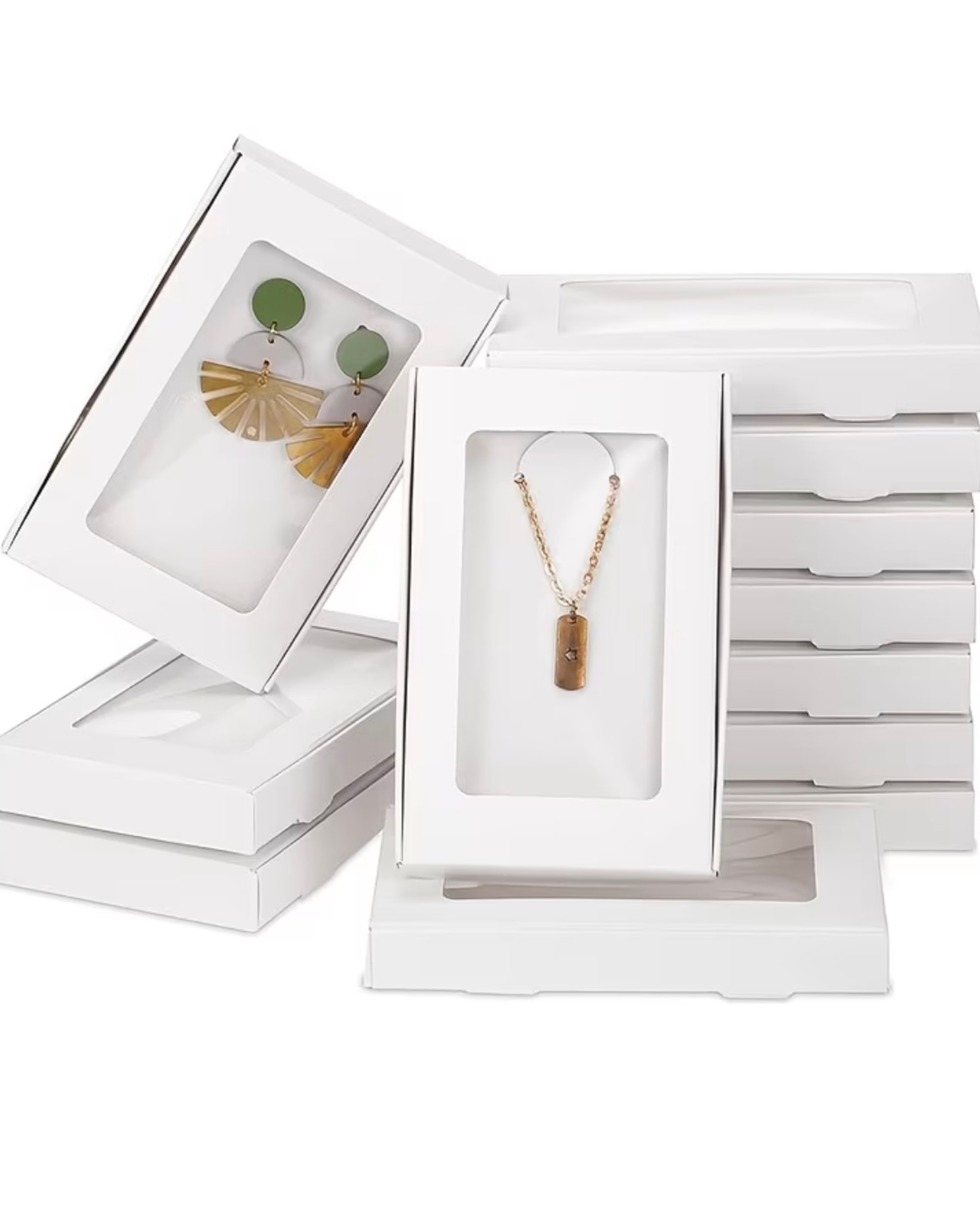 Paper Clear Window Jewelry Boxes with Lining Card