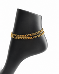 Set of 2 Stainless Steel Cuban Anklets