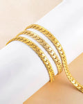 Stainless Steel Gold-Plated Flat Cuban Chain Necklace