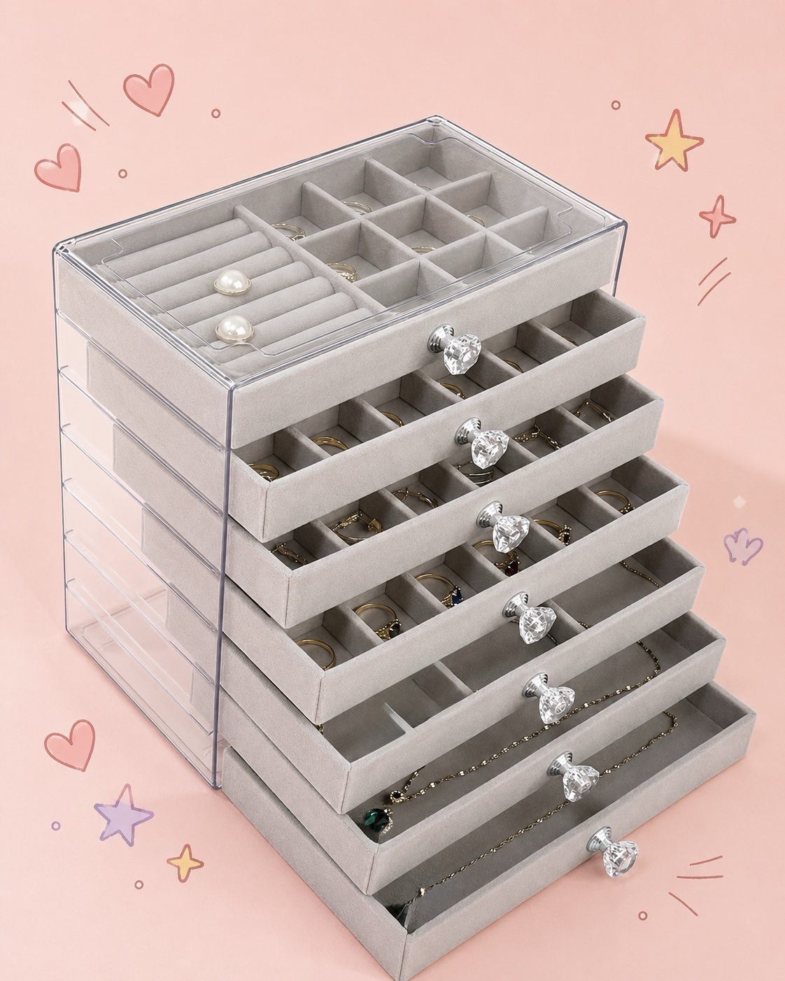 238d044e-a4a8-4b71-a461-c87221b551cc Multi Tier Jewelry Compartment Organiser - Image 1