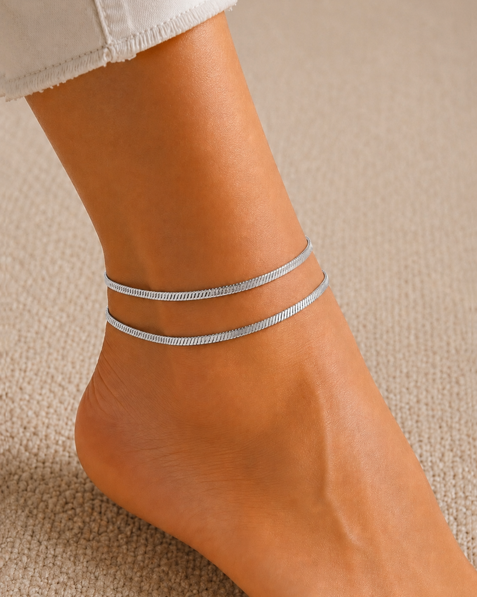 photo-output-29 Stainless Steel Silver Snake Chain Anklets - Image 1