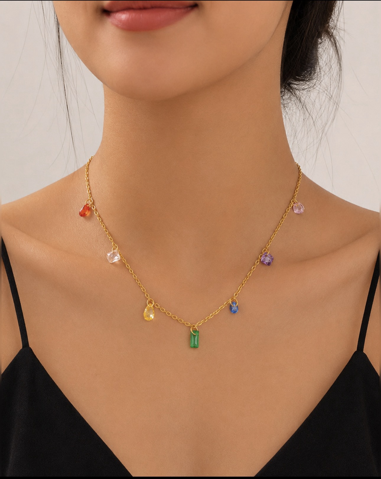 screenshot-26 18K Gold Plated Stainless Steel Rainbow Necklace - Image 1