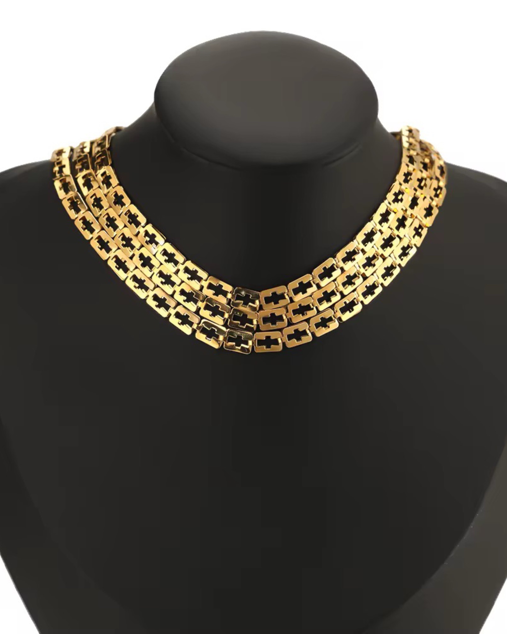 photo-output-33 Stainless Steel Hollow Cross Chain Necklace - Image 1