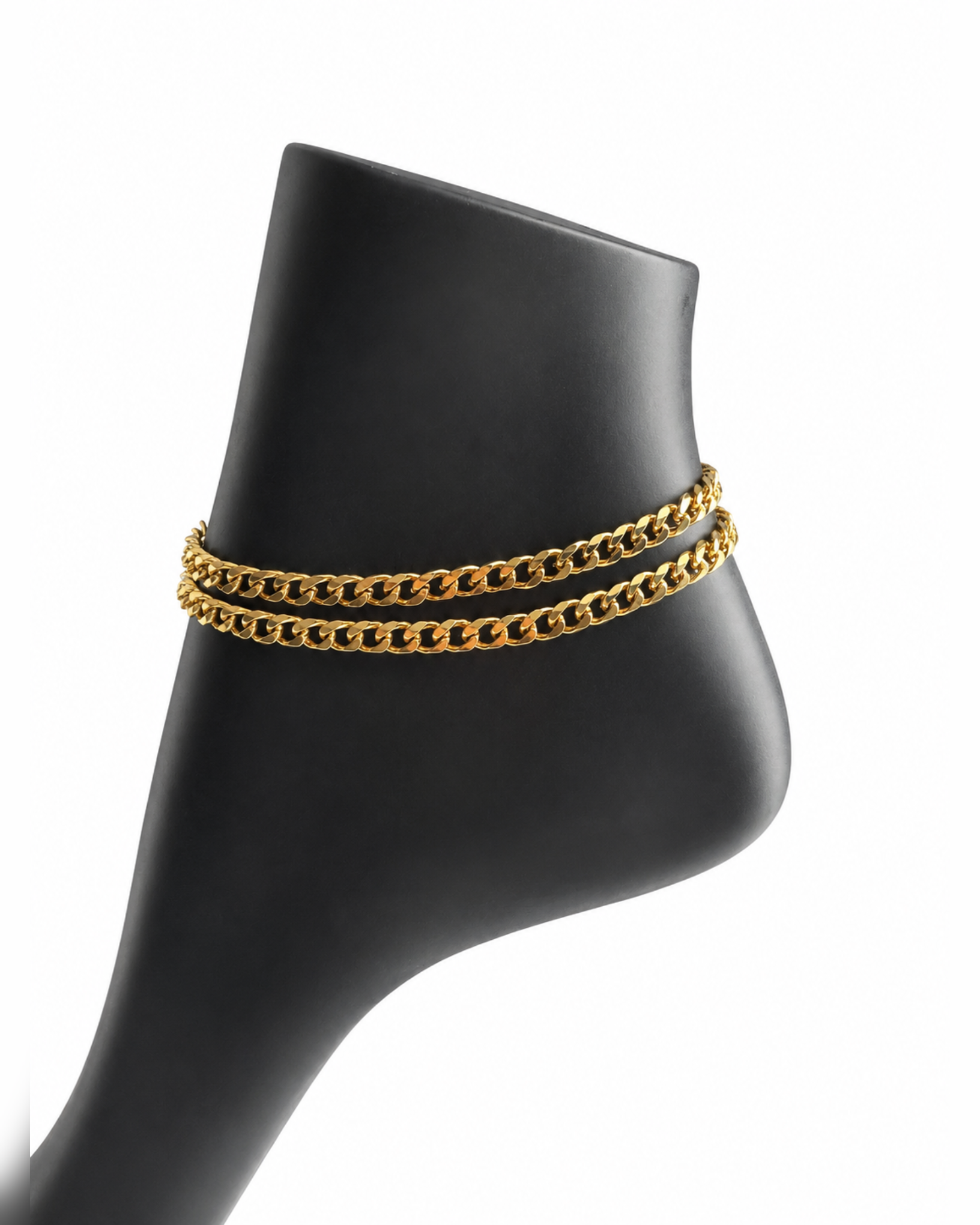 photo-output-73 Set of 2 Stainless Steel Cuban Anklets - Image 1