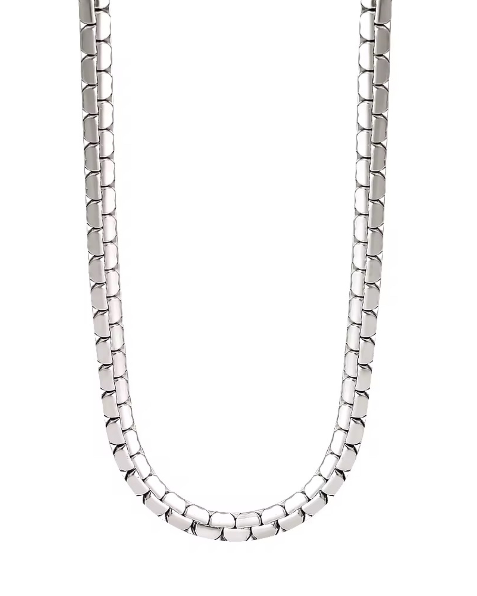 photo-output-42 Stainless Steel Silver Retro Link Chain Necklace - Image 1