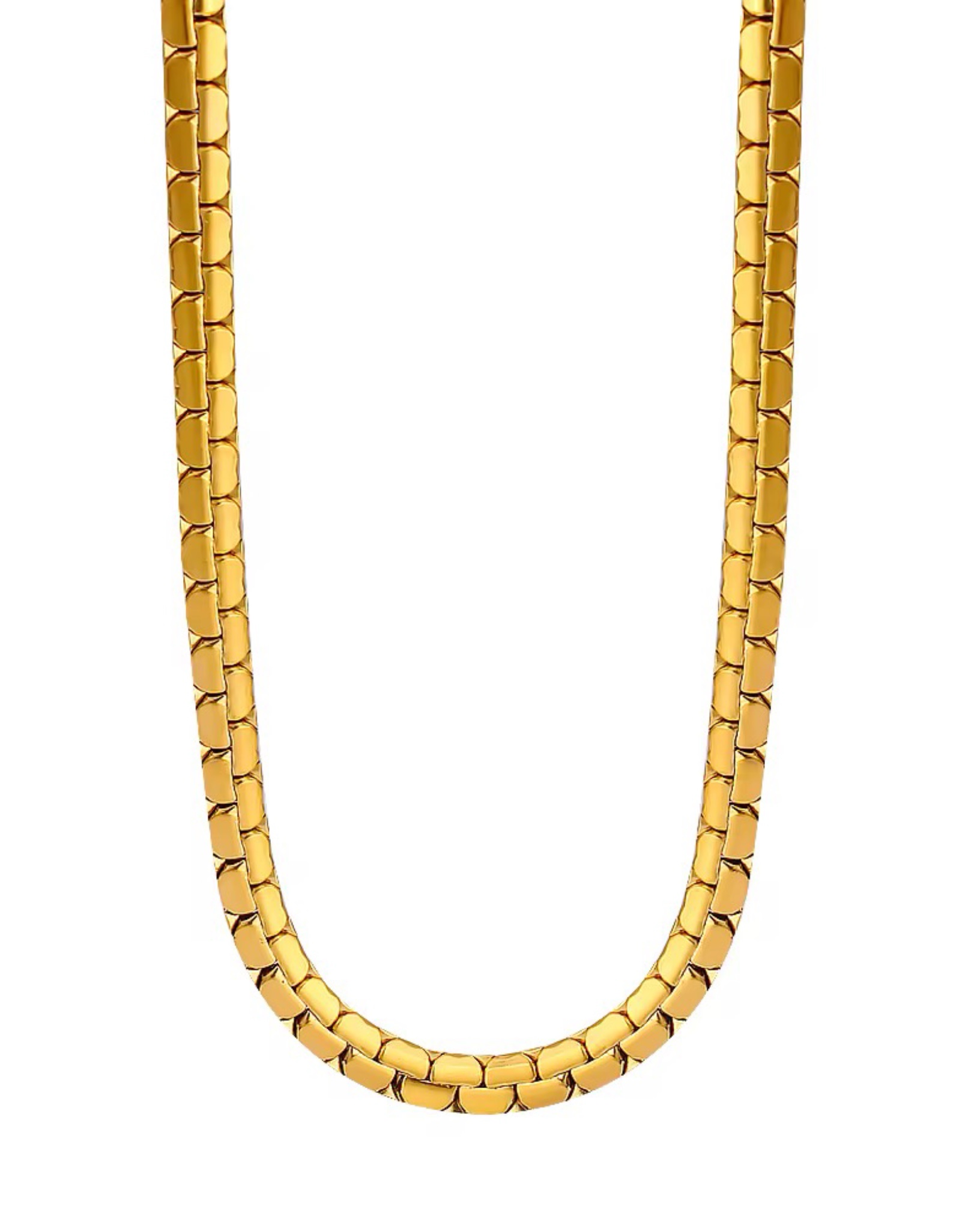 photo-output-43 Stainless Steel Gold Retro Link Chain Necklace - Image 1
