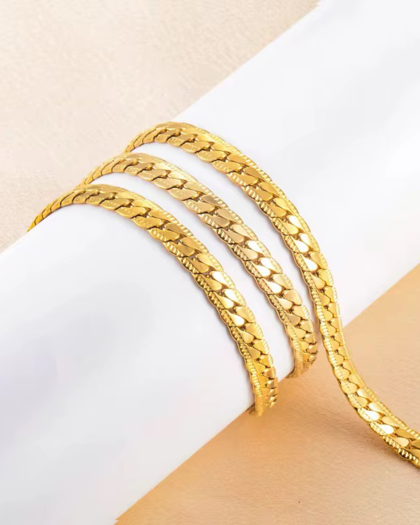 photo-output-44 Stainless Steel Gold-Plated Flat Cuban Chain Necklace - Image 1
